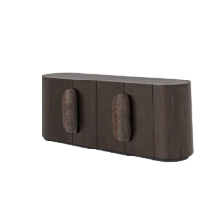 Detail van de donkerbruine textuur van de Allure dressoir