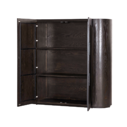 Detail van de donkerbruine allure opbergkast met espresso kleur