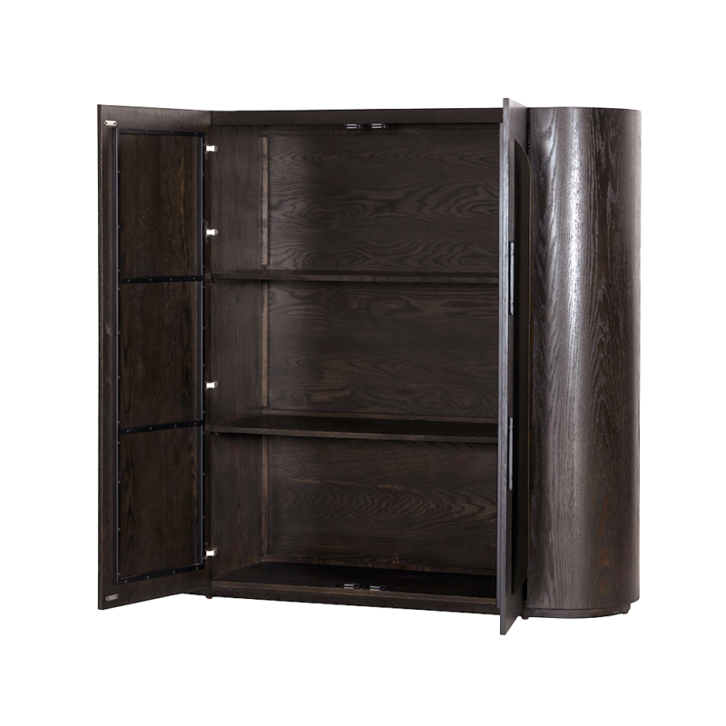 Detail van de donkerbruine allure opbergkast met espresso kleur