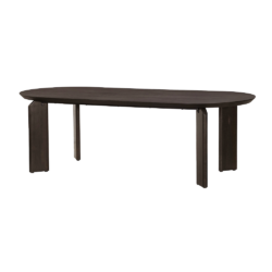 Detail van de eetkamertafel donkerbruin met espresso-oak veneer