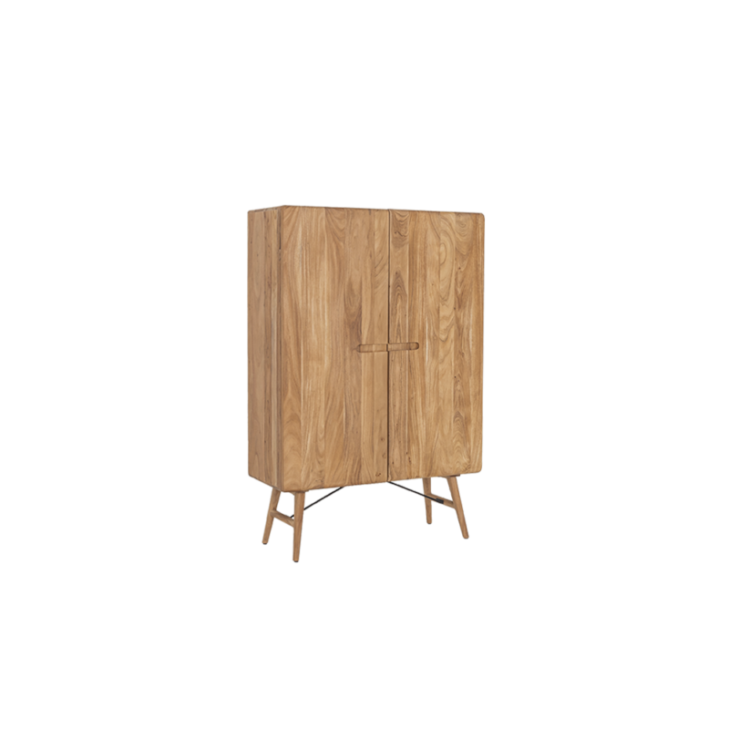 Detail van de Aura opbergkast naturel 100 cm, textuur van het acacia hout