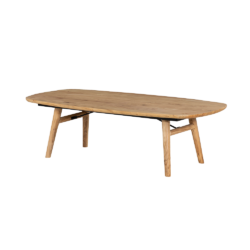 Detail van de Aura salontafel deens ovaal in natuurlijk acacia hout