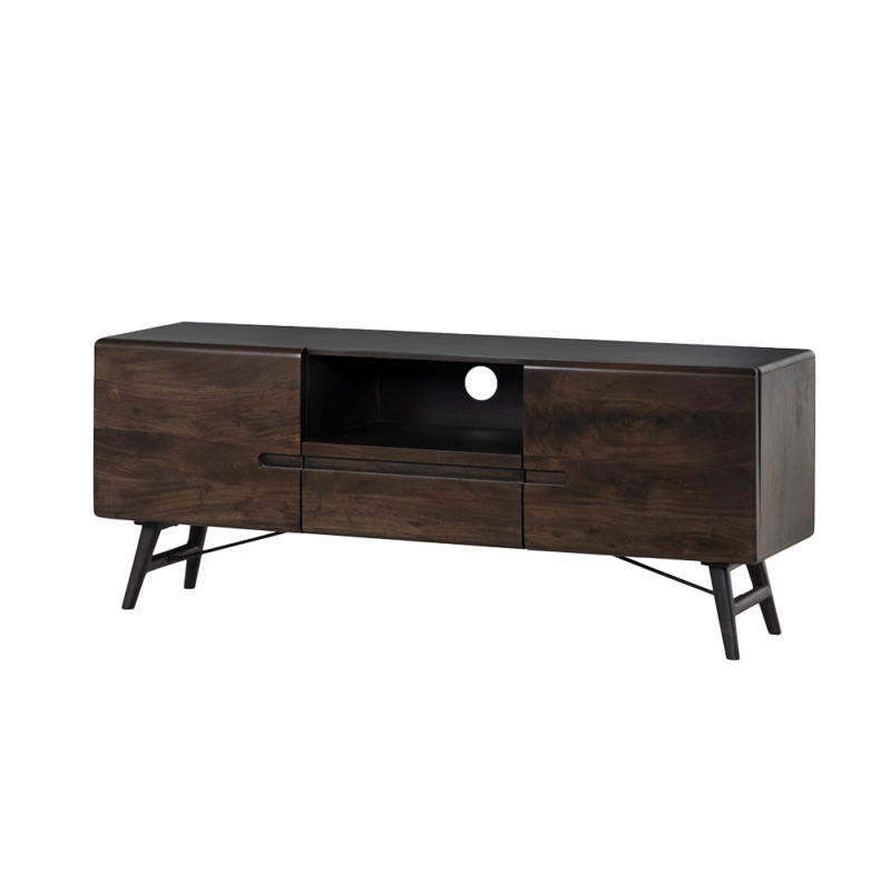 Detail van de espresso kleur op het Aura TV-meubel