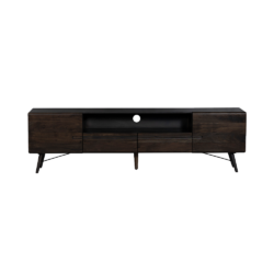 Textuur van het acacia espresso materiaal op het Aura TV-meubel