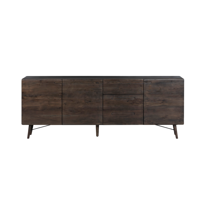 Textuur van het bruine acacia hout op het dressoir