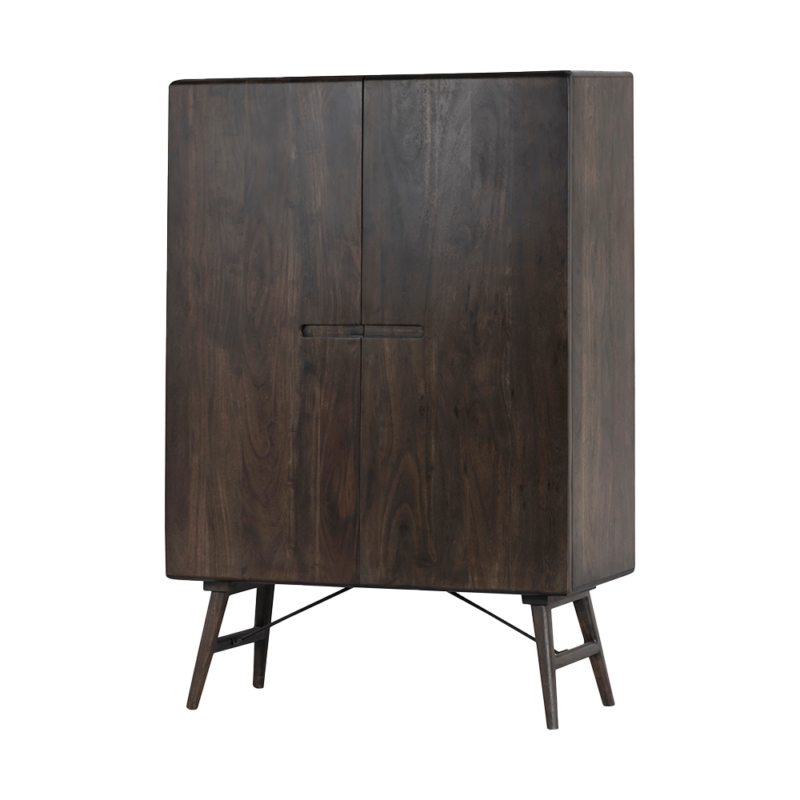 Detail van de Aura opbergkast espresso 100 cm, bruin acacia