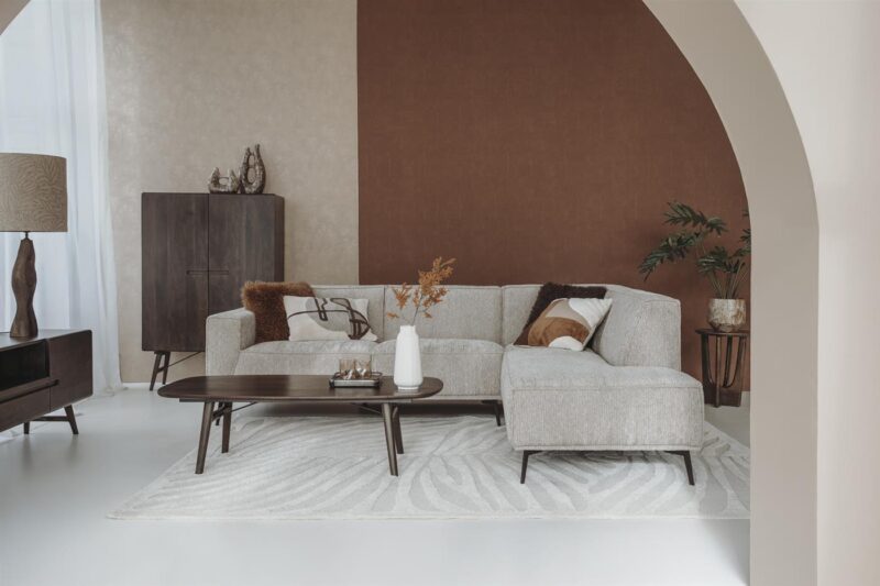 Perspectief van de Aura salontafel deens ovaal espresso bruin