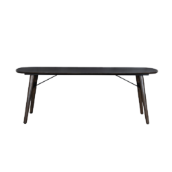 Textuur van de eetkamertafel in bruin acacia