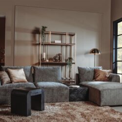 Canterbury 2-5 AL bankstel in cement grijs in een interieur setting