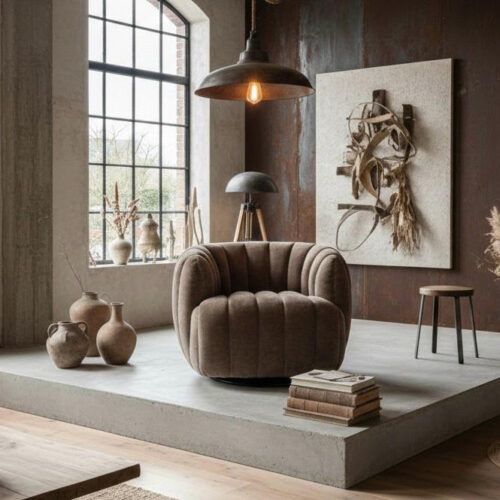 Fauteuil Verdi van Tower Living in Mocca Draaifauteuil Verdi