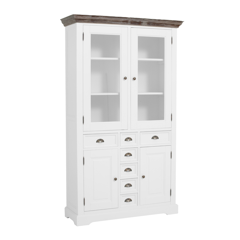 Fleur vitrinekast in wit, landelijk romantisch stijl, gemonteerd