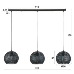 Hanglamp Armor Orb 3-lichts / Zwart bruin
