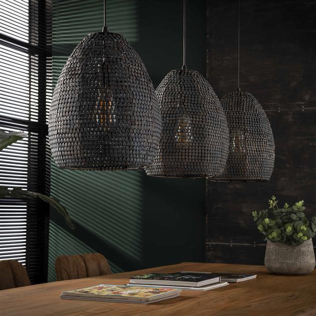 Hanglamp Armor Oval 3-lichts / Zwart bruin