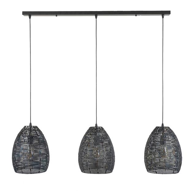 Hanglamp Armor Oval 3-lichts / Zwart bruin