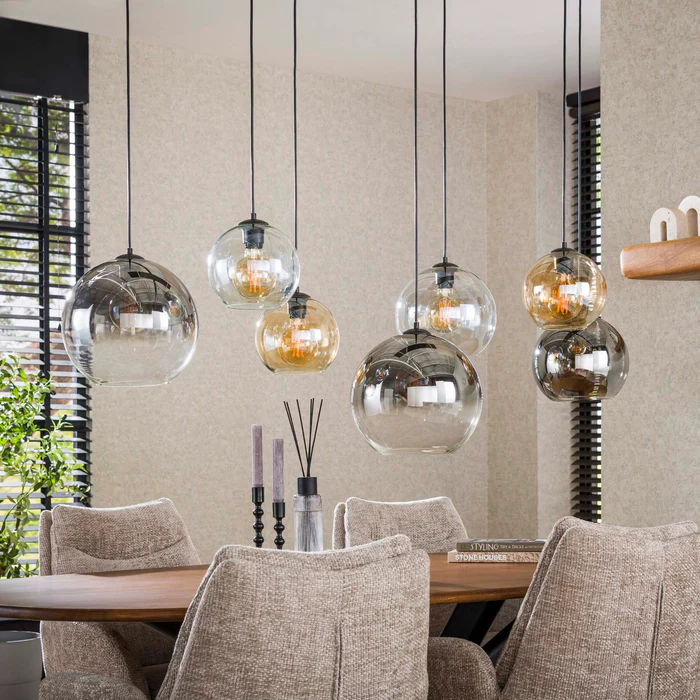 Hanglamp Multi Globe 4+3-lichts / Artic zwart