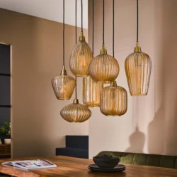 Hanglamp V-Shape 4+3-lichts / Amber glas