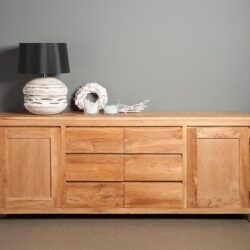 Corona dressoir in interieur, bruin teakhout, 90 cm hoog