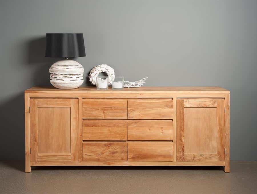 Corona Sideboard für dein Zuhause, aus braunem Teakholz, 90 cm hoch