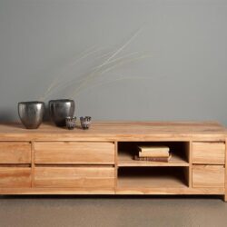 Corona TV-meubel in interieur, landelijk stijl, bruin teak