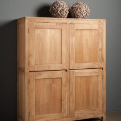 Corona opbergkast in interieur, bruin teak en landelijk stijl