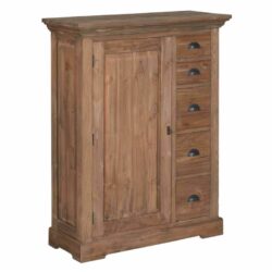 Detail van de textuur van de Bologna spekkast in bruin recycled teak