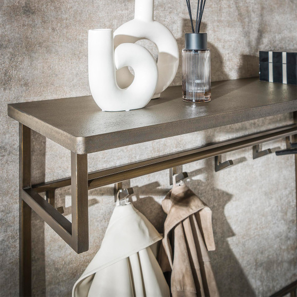 Kapstok Ferro hoog roede en hoedenplank 2x6 haken / Antiek brons