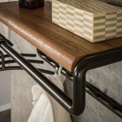 Kapstok Round roede en hoedenplank 8 haken / Massief acacia