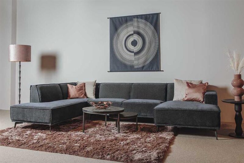 Leeds Chaise R - 2 5 - Ottoman L - City 464 Black Blue