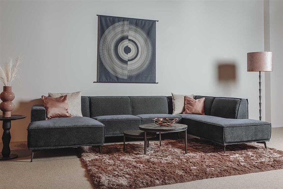 Leeds Chaise L - 2 5 - Ottoman R - City 464 Schwarz Blau