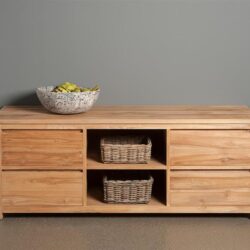 Corona TV-meubel in interieur, bruin kleurtint, landelijk stijl