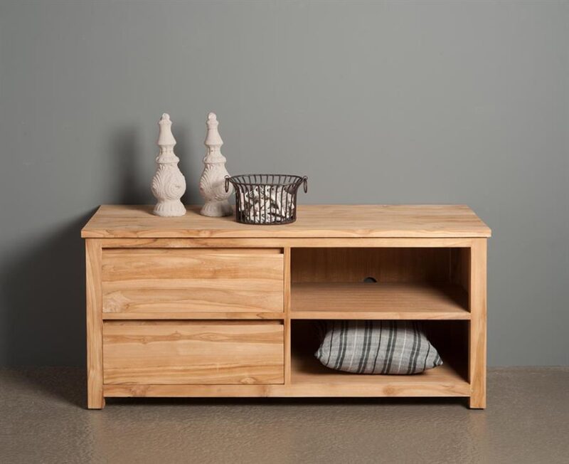 Corona TV-meubel in interieur, bruin teak, landelijk stijl