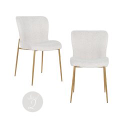 Eetkamerstoel Odessa white bouclé (Set of 2)