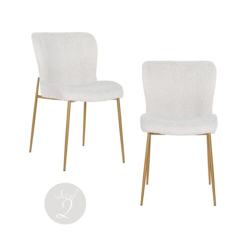 Eetkamerstoel Odessa white bouclé (Set of 2)