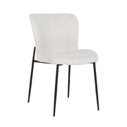 Eetkamerstoel Darby white bouclé (Set of 2)