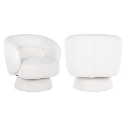 Lounge stoel Senna white furry swivel