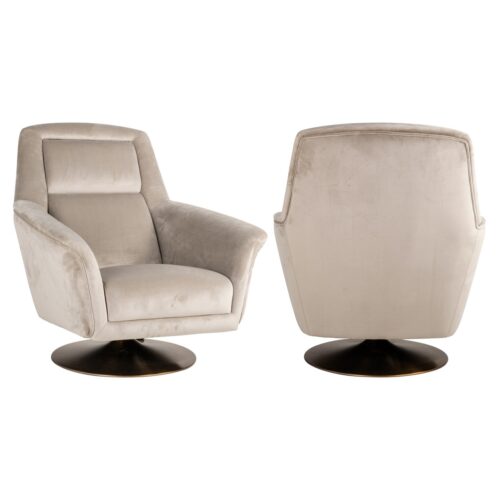 Lounge stoel Nora khaki velvet swivel