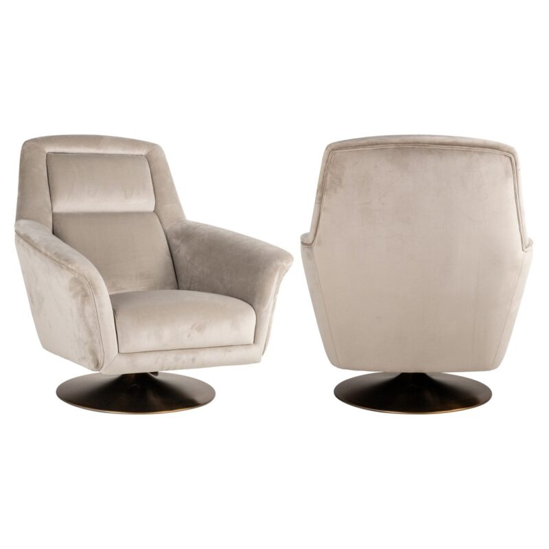 Lounge stoel Nora khaki velvet swivel