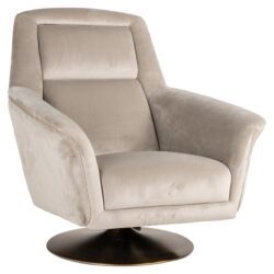 Lounge stoel Nora khaki velvet swivel