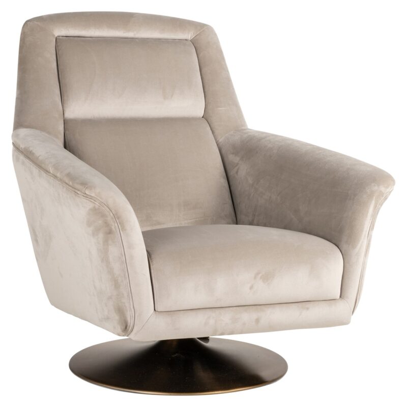 Lounge stoel Nora khaki velvet swivel