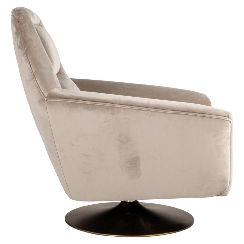 Lounge stoel Nora khaki velvet swivel