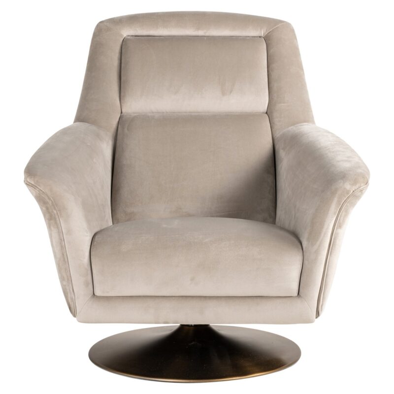 Lounge stoel Nora khaki velvet swivel