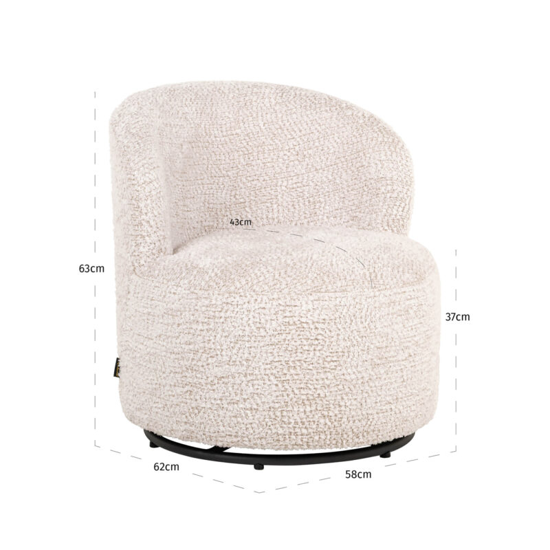 Lounge stoel Jackie lovely cream swivel kids