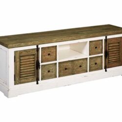 Detail van Amanda TV-meubel in wit, landelijk romantisch stijl