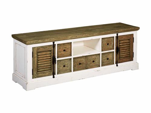 Detail van Amanda TV-meubel in wit, landelijk romantisch stijl