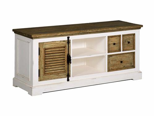Detail van Amanda TV-meubel in wit, landelijk romantisch stijl