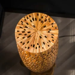 Vloerlamp Bars M 3-lichts / Massief teak