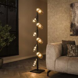 Vloerlamp Cylinder Glass 8-lichts / Artic zwart