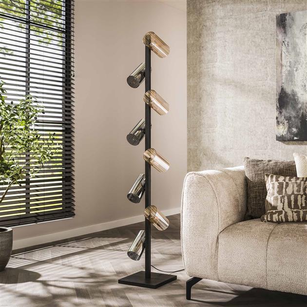 Vloerlamp Cylinder Glass 8-lichts / Artic zwart