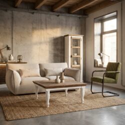 Aberdeen 3-zitsbank in creamkleur van fabric Eden 3