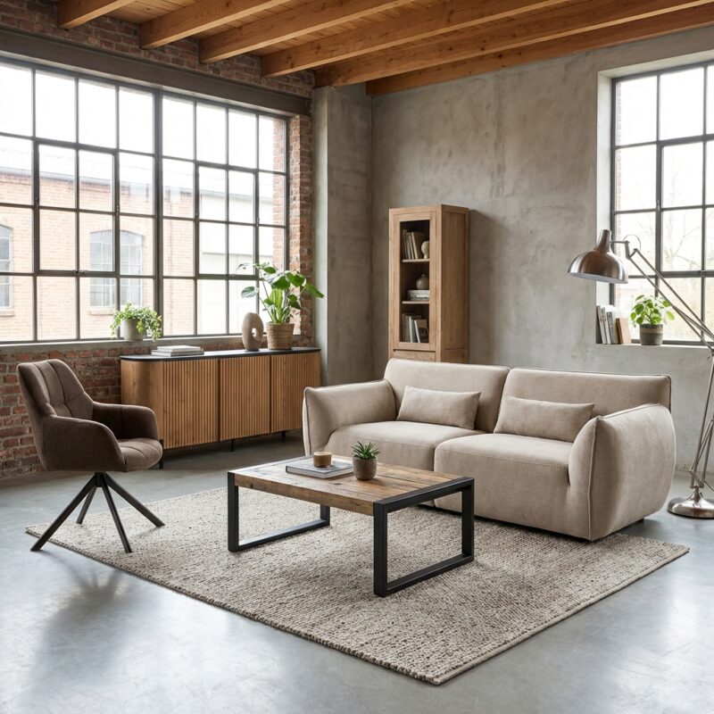 Aberdeen 3-zitsbank in beige kleur met stoffen bekleding